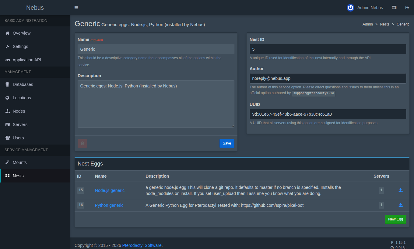 Nest Generic с eggs Node.js generic и Python generic